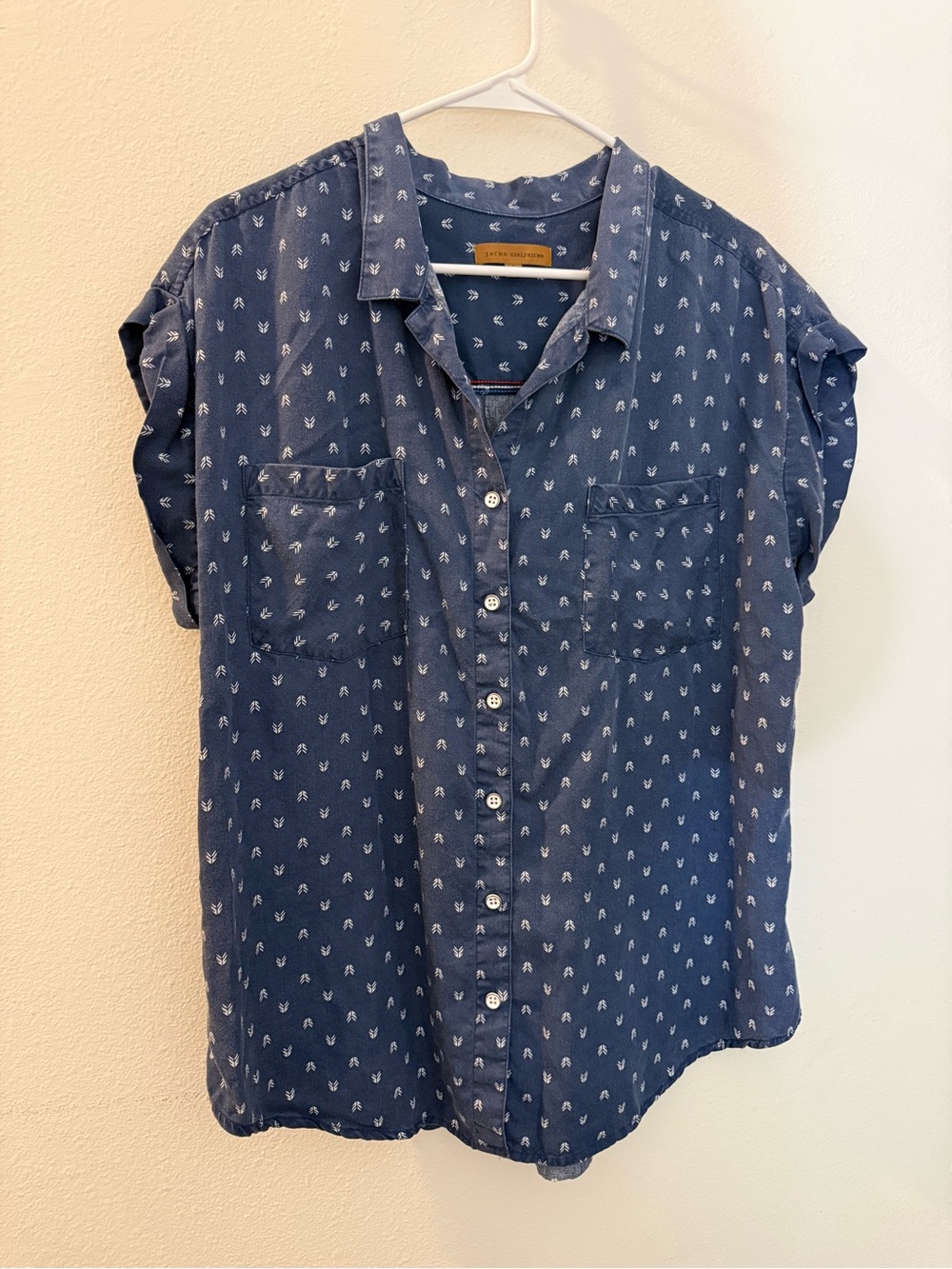 Jachs Girlfriend Blue Tencel Lyocell Button Front Shirt Large